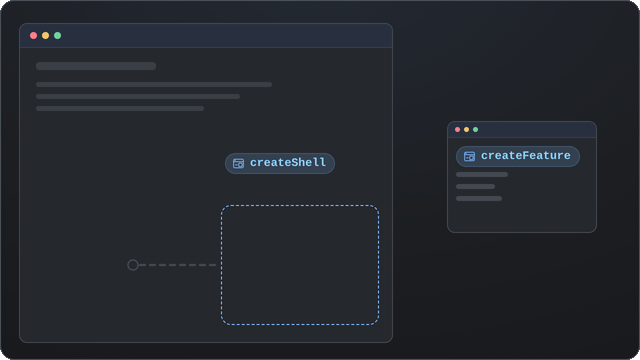 A host and a feature exchanging the three nexus handshake frames, then a presentation announcement, then a repeating heartbeat, and finally one ordinary application message