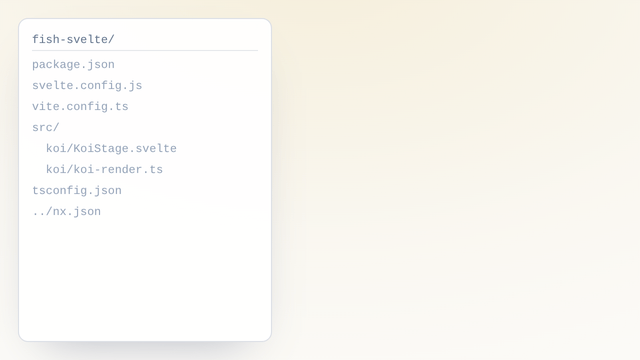 Two chapters. First, confidence bars fill as three checkouts the package was never configured for are read: React, Vue and Svelte settle between 70 and 90 percent, SvelteKit stops at 20, Vite and the Nx workspace reach 100, and the test runner bar stays at zero. Then a script stages two writes and a delete into a virtual tree, a write outside the root is refused, listChanges reports three pending with nothing on disk, and one commitChanges lands them together